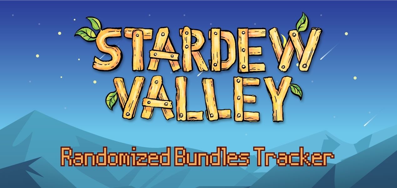 A cover image for 'Stardew Valley Bundles Organizer' with the Stardew Valley logo and a night sky background.